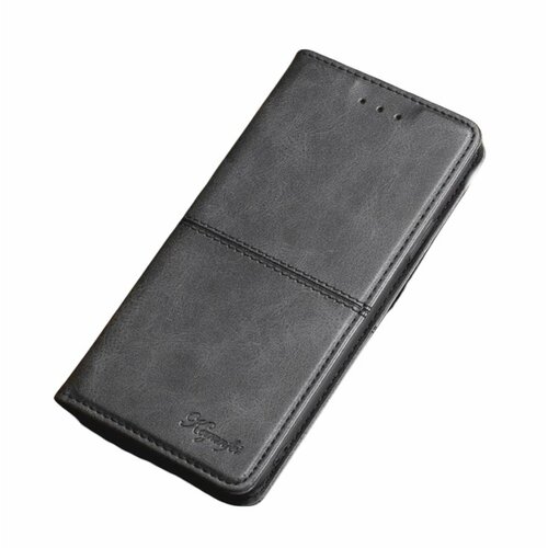 Чехол-книжка MyPads Cuciture Eleganti для Samsung Galaxy J7 (2018) из эко-кожи прошитый прострочкой черный с магнитной крышкой