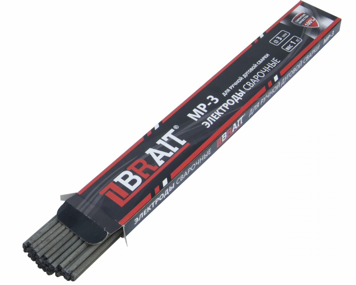 фото Электроды BRAIT МР-3 Ф3мм с рутиловым покрытием, для ММА сварки (3мм*350мм, упак. 1кг)