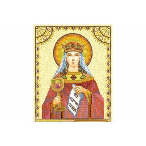 Искусственный шелк с рисунком для вышивания бисером искусница Святая мученица Варвара, 10*13см, 1шт