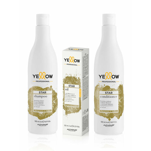 Набор для придания блеска волосам YE STAR шампунь 500 мл кондиционер 500 мл масло 125 мл YELLOW 20963_20965_20967 3371₽