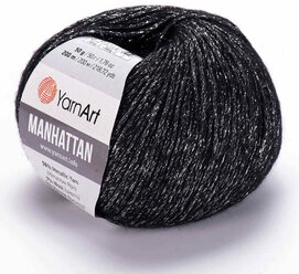 Пряжа Yarnart Manhattan темно-серый (915), 7%шерсть/7%вискоза/30%акрил/56%металлик, 200м, 50г, 1шт
