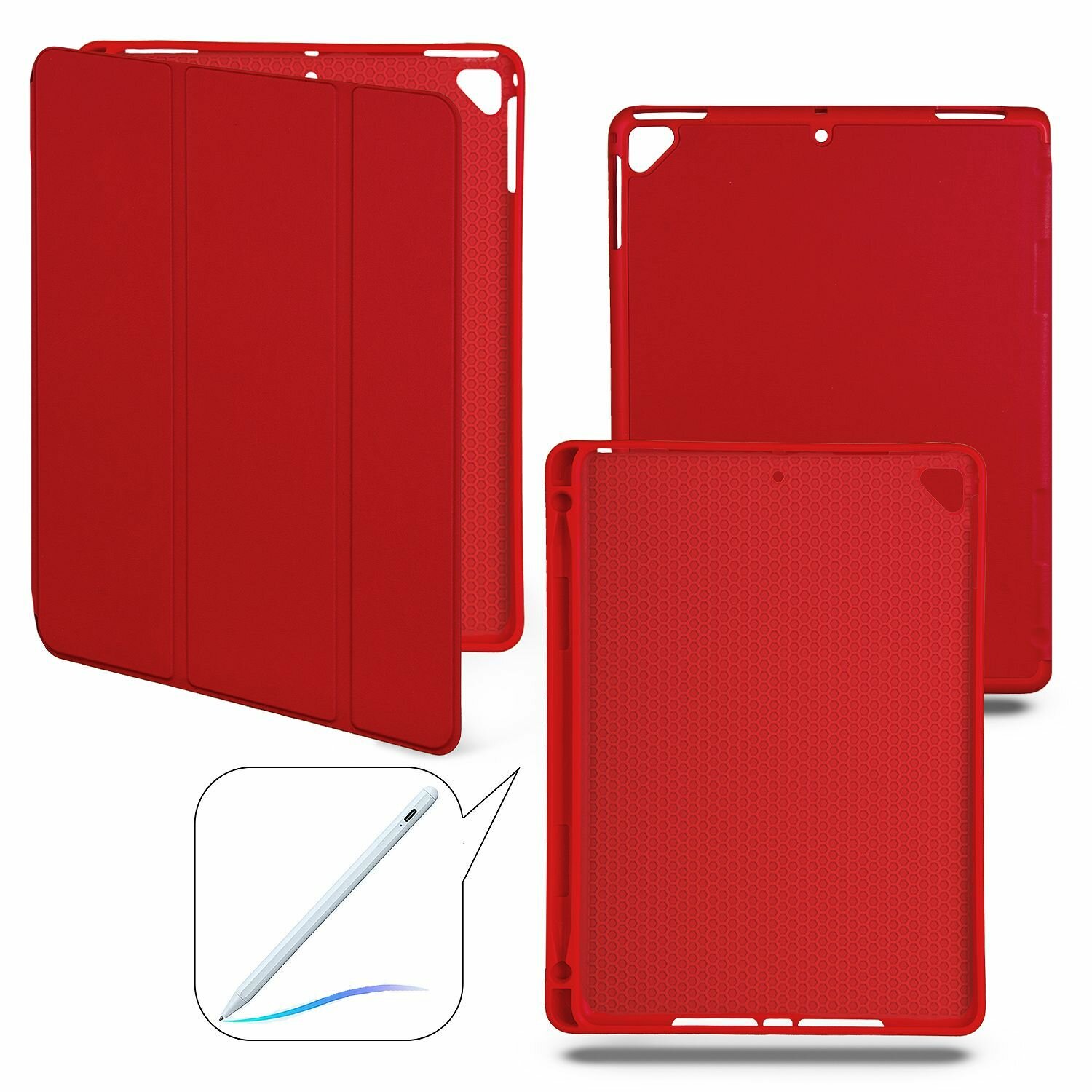 Чехол-книжка iPad 5/6/Air/Air 2 с отделением для стилуса, красный