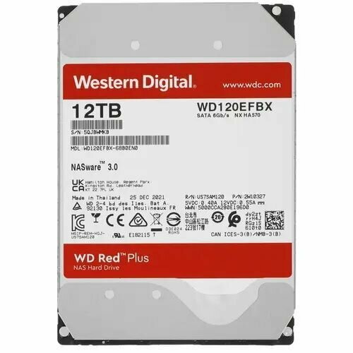 Жесткий диск HDD Western Digital 12TB Red Plus 35 7200 RPM 256MB SATA-III NAS Edition 3049900₽
