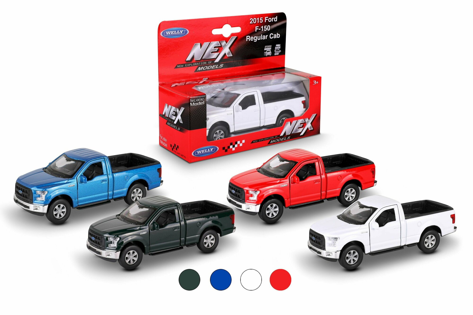 Игрушка Welly, модель машины 1:38 с пруж. мех., FORD F-150 REGULAR CAB, цв. в асс. 43701W