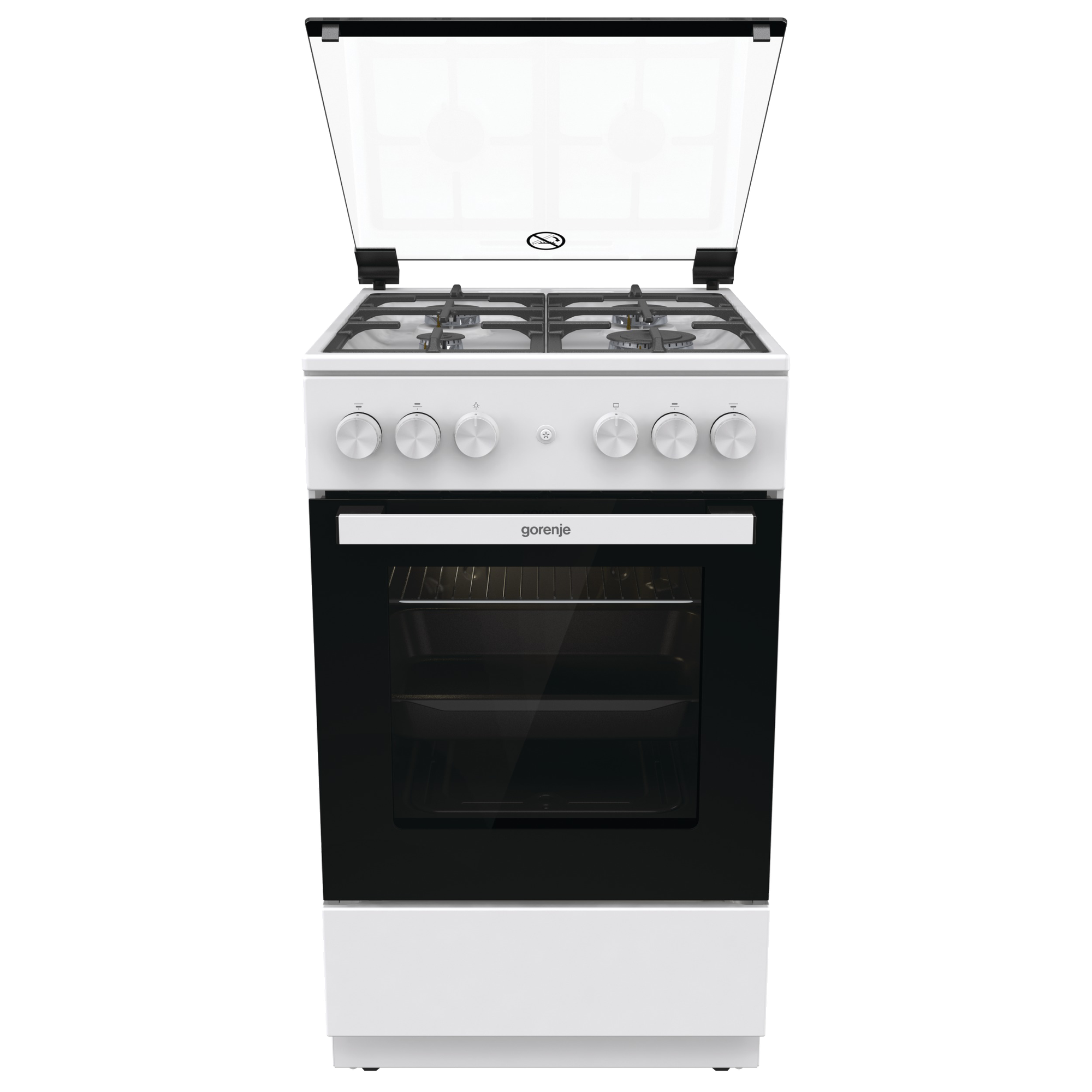 Газовая плита Gorenje GG5A12WF-B, 50 см, A, духовка 70 л., Чугунные решетки, автоподжиг, белая