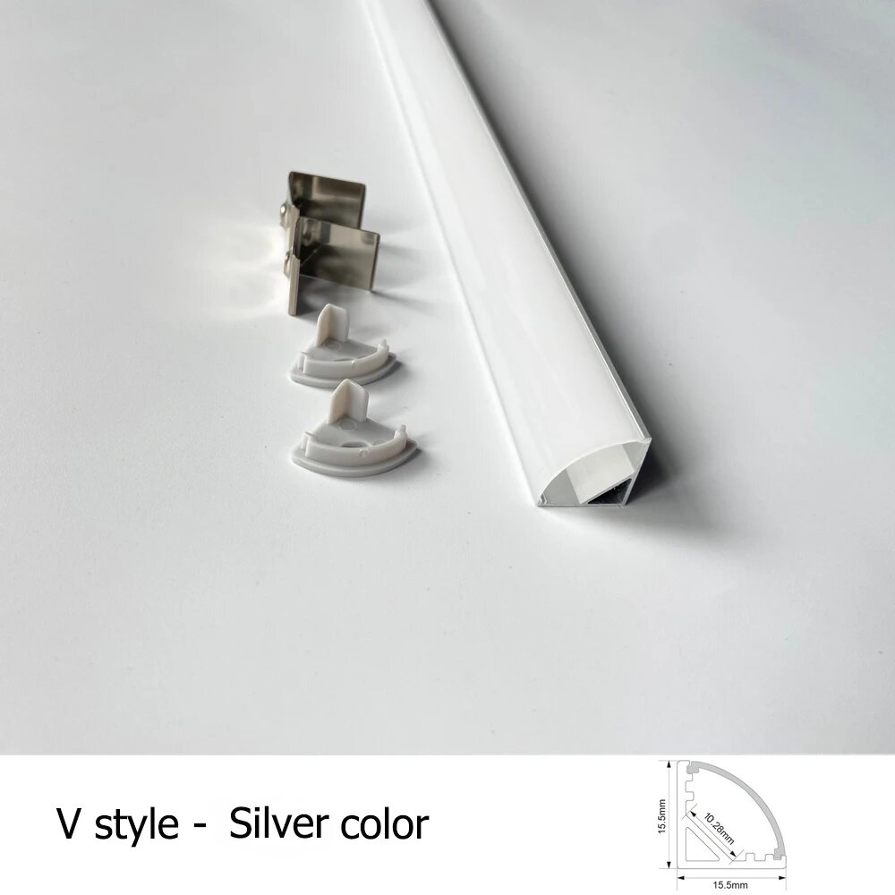 2-35 шт./лот светодиодный алюминиевый профиль 05 м/шт U/V/W угловой для 5050 2835 светодиодная лента держатель канала лампы белая/черная крышка Серебряный Silver V 6Pcs