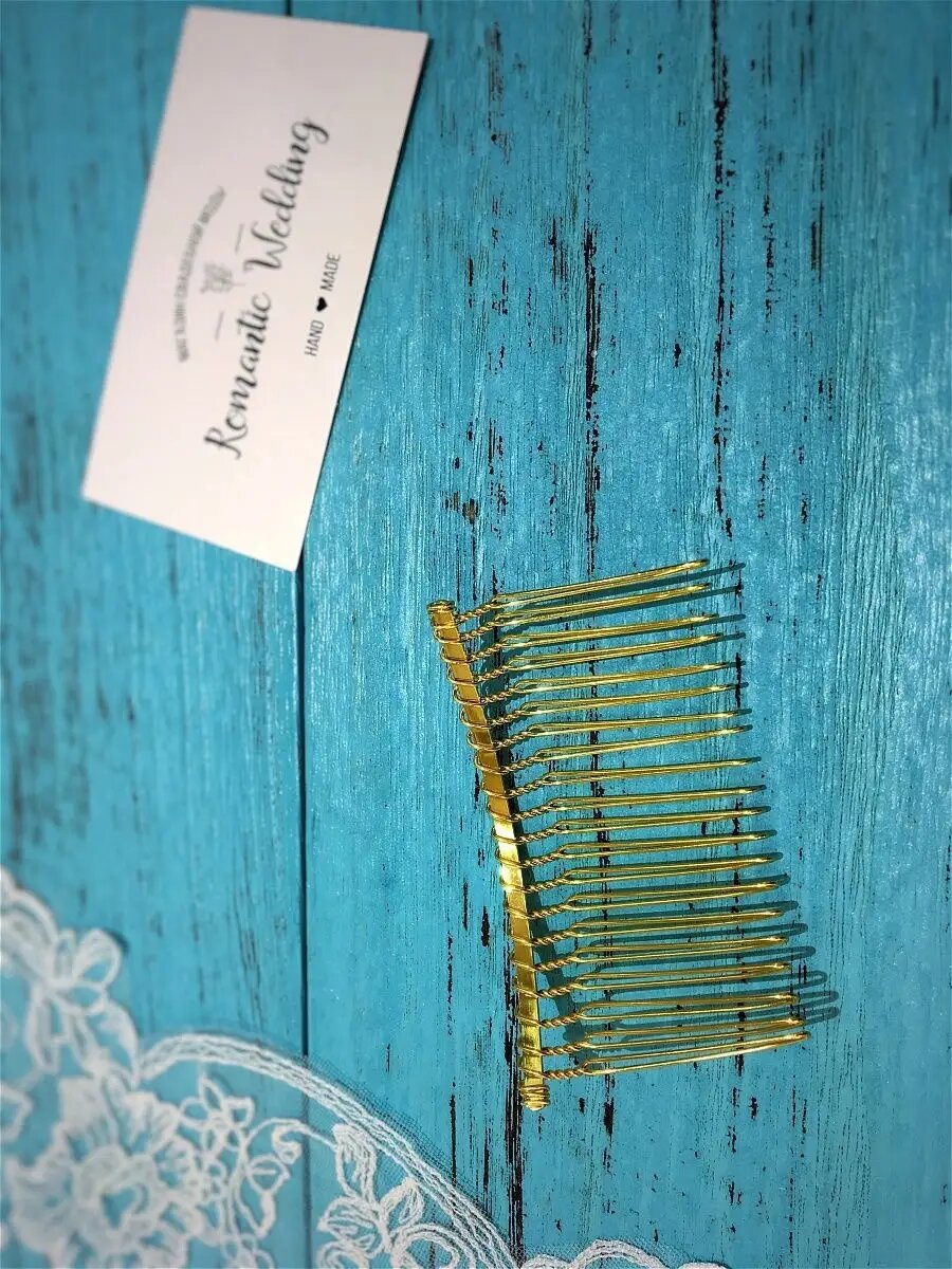 Гребешок заколка гребень волосы металлический золотистый — фото 1