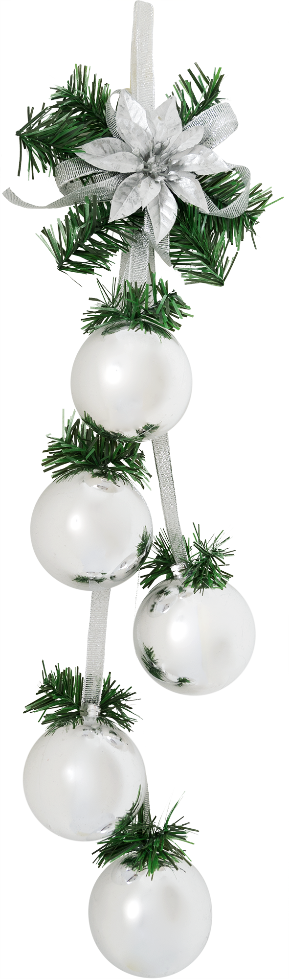 Подвес с шарами 47 см пластик серебряный / новогоднее украшение на ёлку, игрушка на ёлку
