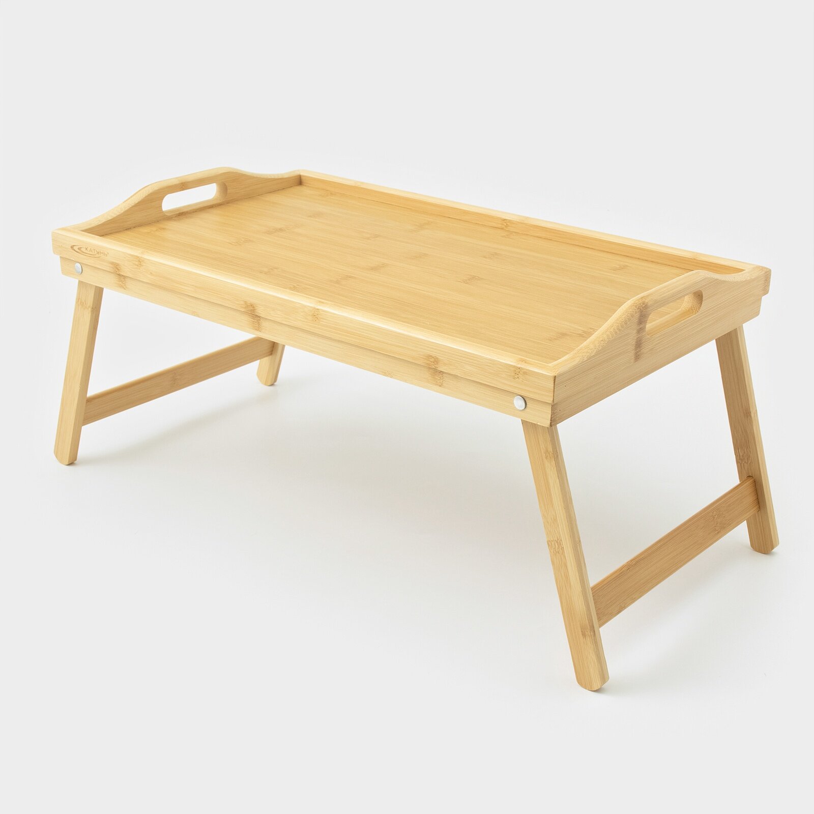 Картинки Столик прикроватный, поднос для завтрака со складными ножками, 50×30×23 см, бамбук