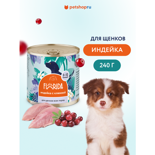 FLORIDA Консервы для щенков "Индейка с клюквой", 240 г