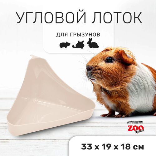 Zooexpress туалет лоток для грызунов угловой в клетку 33х19х18 см (бежевый)