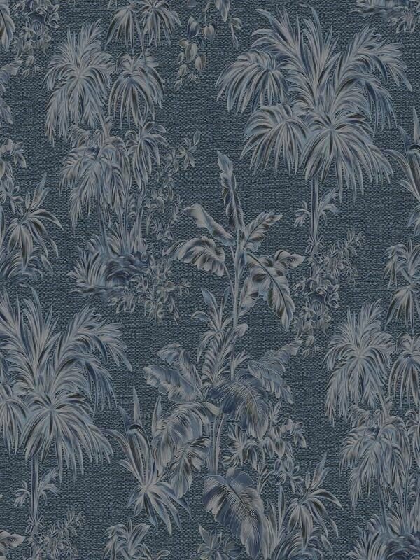 Обои винил горячего тиснения Bernardo Bartalucci Caterina 84194-5 моющиеся на флизелиновой основе 1.06м х 10.0м растения цвет синий