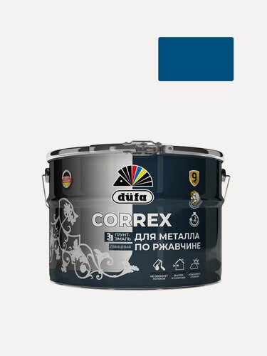 Изображение товара Грунт-эмаль по ржавчине гладкая Correx 3 в 1 RAL-5005 синий 10 л