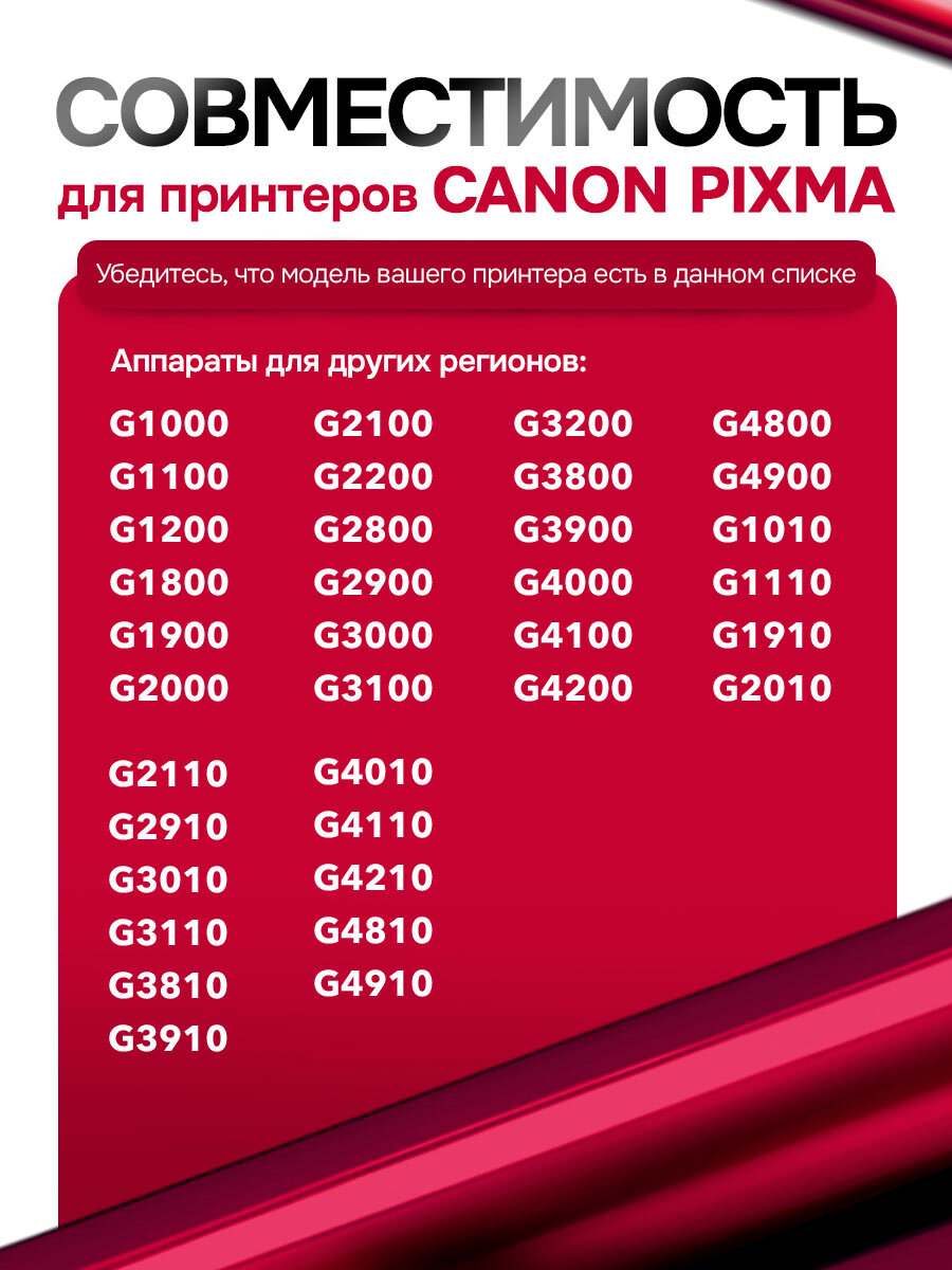 Комплект черных чернил 2шт для Canon PIXMA GI-490, краска для заправки принтера G1000 G1400 G1411 G2400 G2410 G4400 и др — фото 1