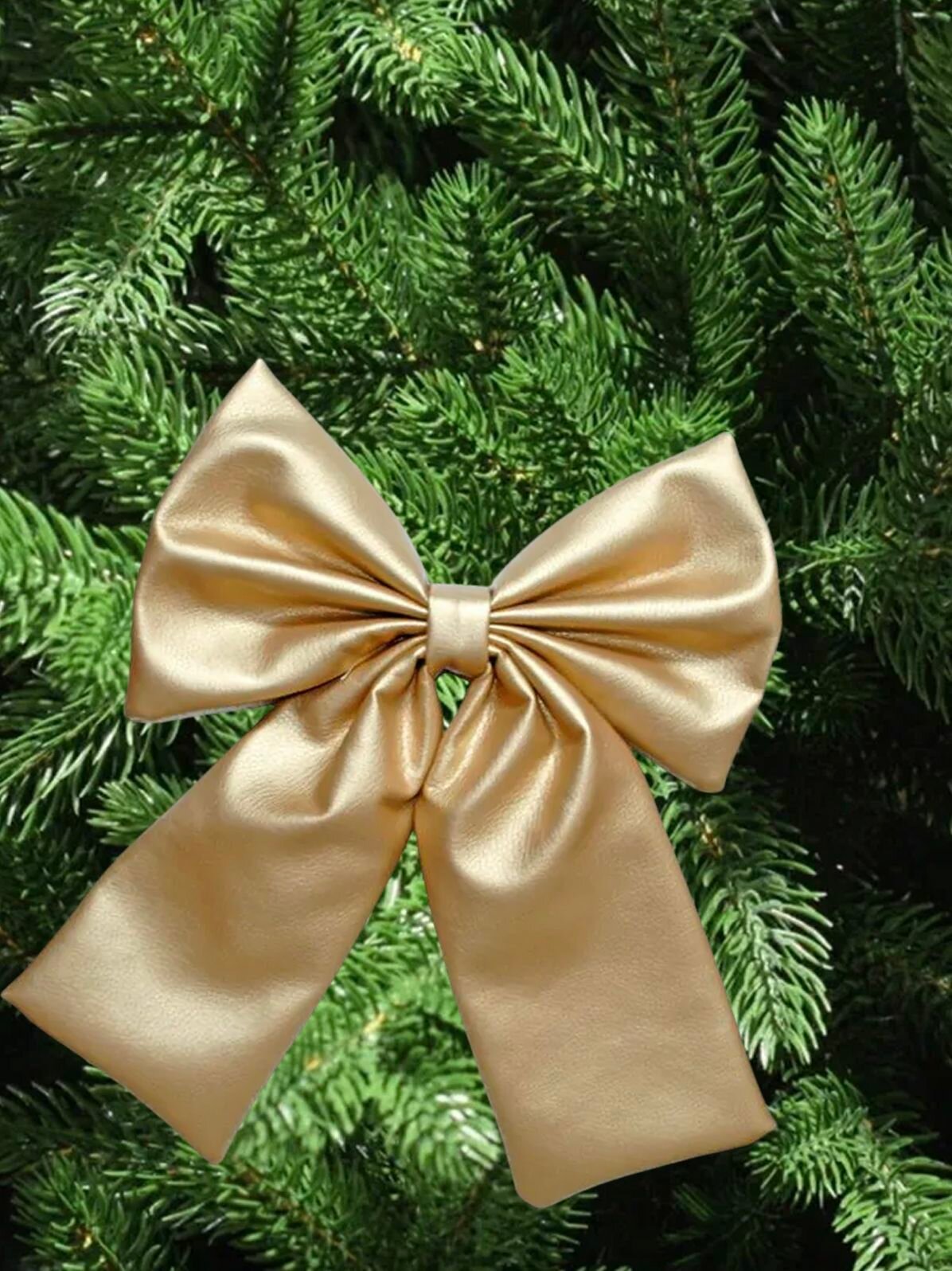 Бант на елку 30см, украшение новогоднее золотой однотонный, Crystal Trees — фото 1