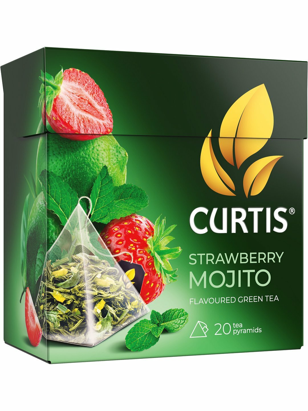 Российский чай CURTIS со вкусами STRAWBERRY MOJITO 20 штук, в виде пиромидок