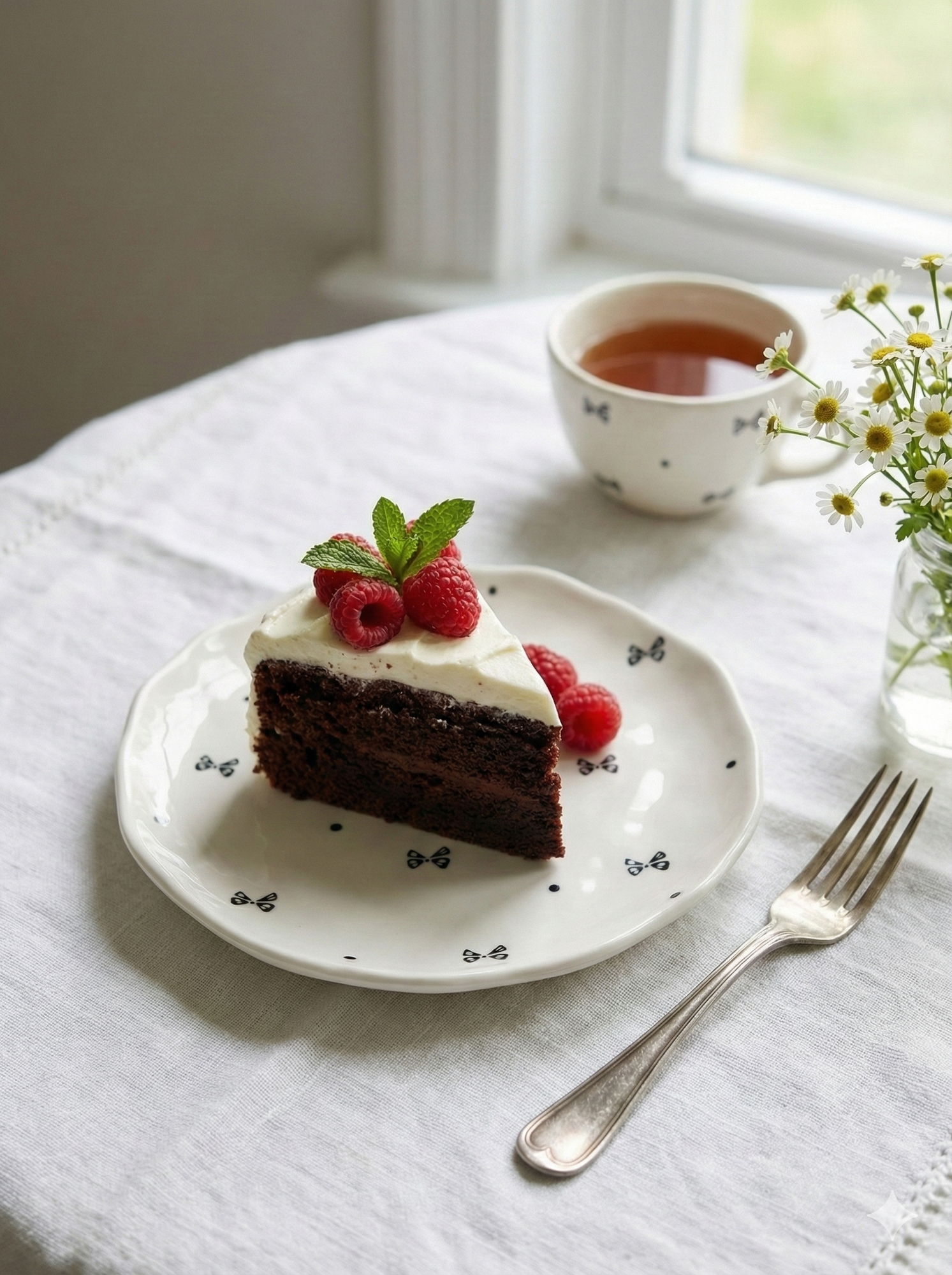 Тарелка керамическая 20 см с бантиками, стиль Coquette, ручная работа — фото 1