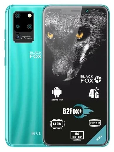 Смартфон Black Fox B2 Fox+ 2/16 ГБ, небесный