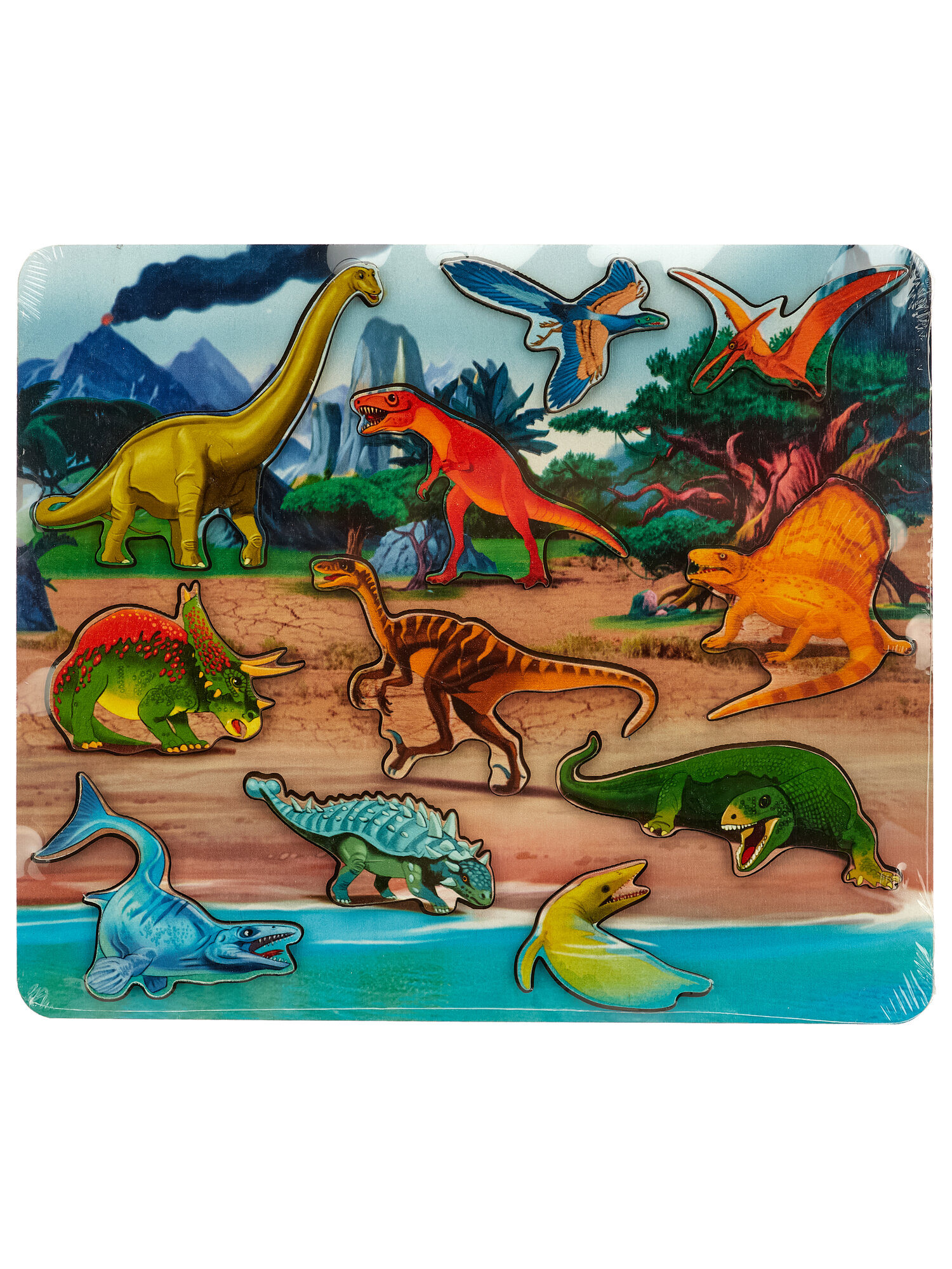 Рамка-вкладыш "Мир динозавров" 11 деталей