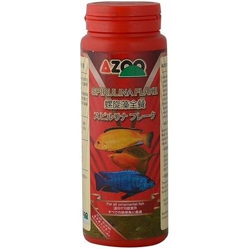 Корм AZOO 9 in 1 Spirulina Flake в хлопьях для растительноядных рыб, 120 мл.