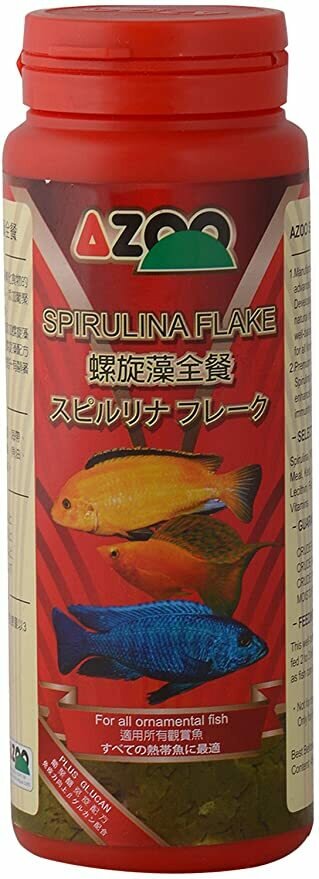 Корм AZOO 9 in 1 Spirulina Flake в хлопьях для растительноядных рыб, 120 мл.