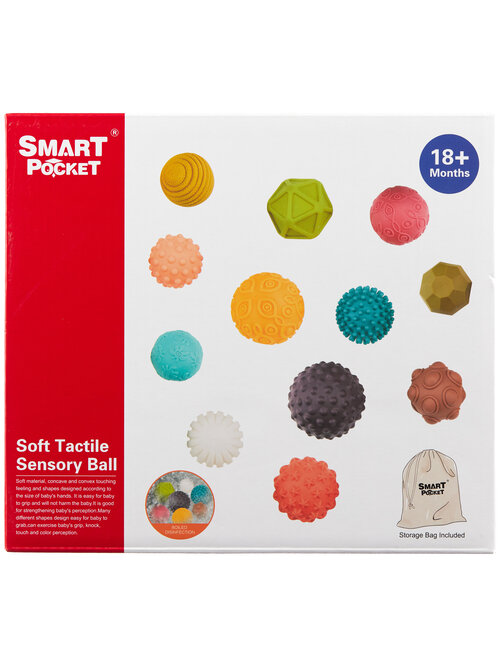 Развивающая игрушка набор мячиков тактильных с мешочком Smart Pocket FCJ0811447, 12 шт