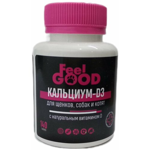 Витамины FeelGOOD Кальциум-D3 для щенков, собак и котят с натуральным витамином D, таб. , 140 таб.