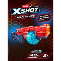 Бластер ZURU X-SHOT Макс Хэвок с мягкими дротиками в комплекте (48 шт.), 36446