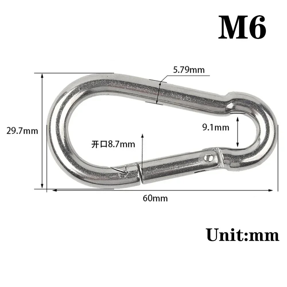 Пружинные карабины из нержавеющей стали M4 M5 M6 M8 M10 1pc m6(1)