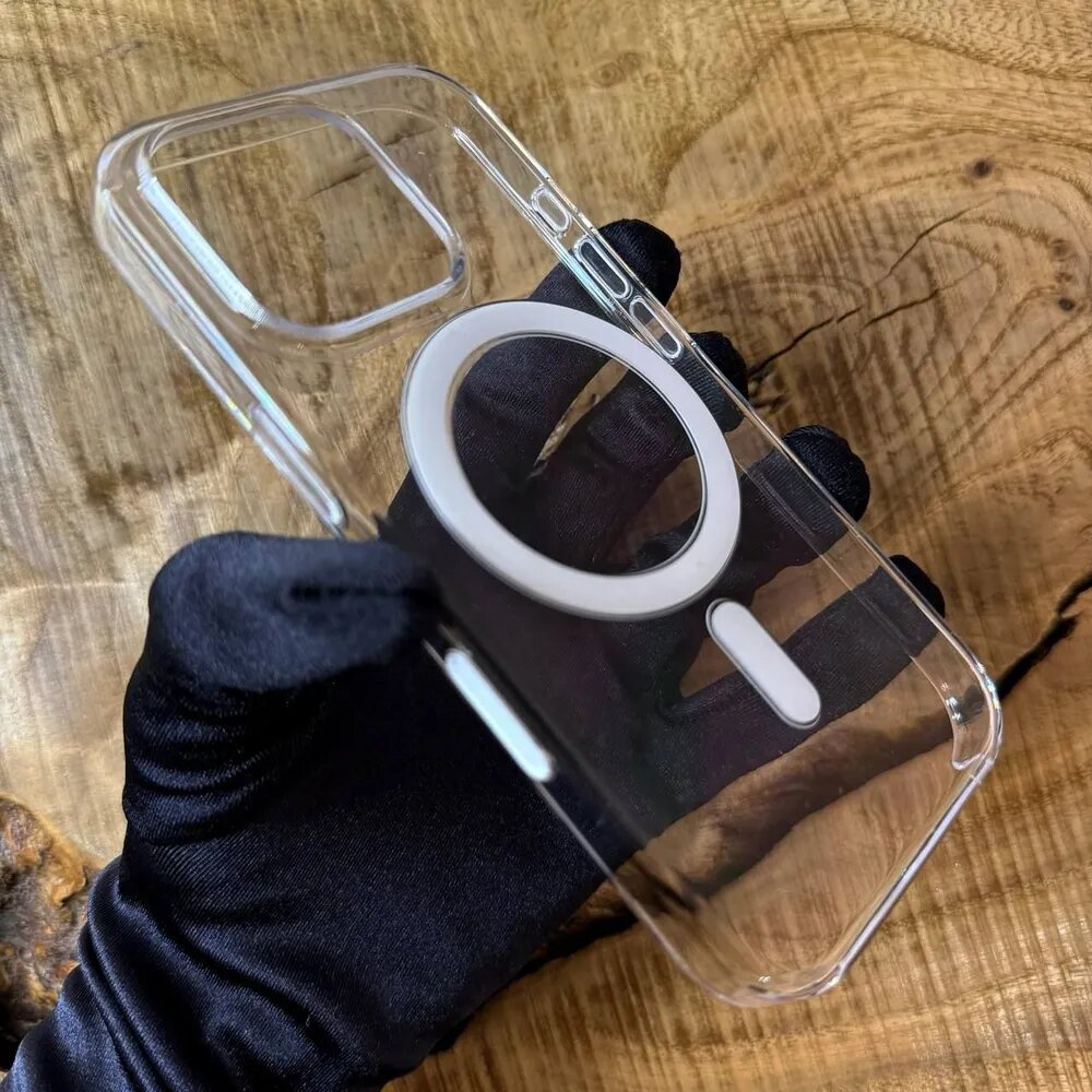 Чехол-накладка Clear Case MagSafe / Для iPhone 16 Pro / Боковая кнопка / Прозрачный