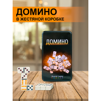 Домино пластиковое (19х11.5х3.5 см) в металлической коробке. Артикул AN02564