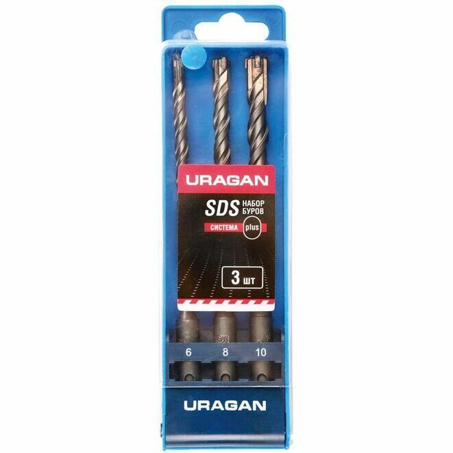 Набор буров 3 шт. по бетону (6-10 мм; SDS-plus) URAGAN 901-25554-H3