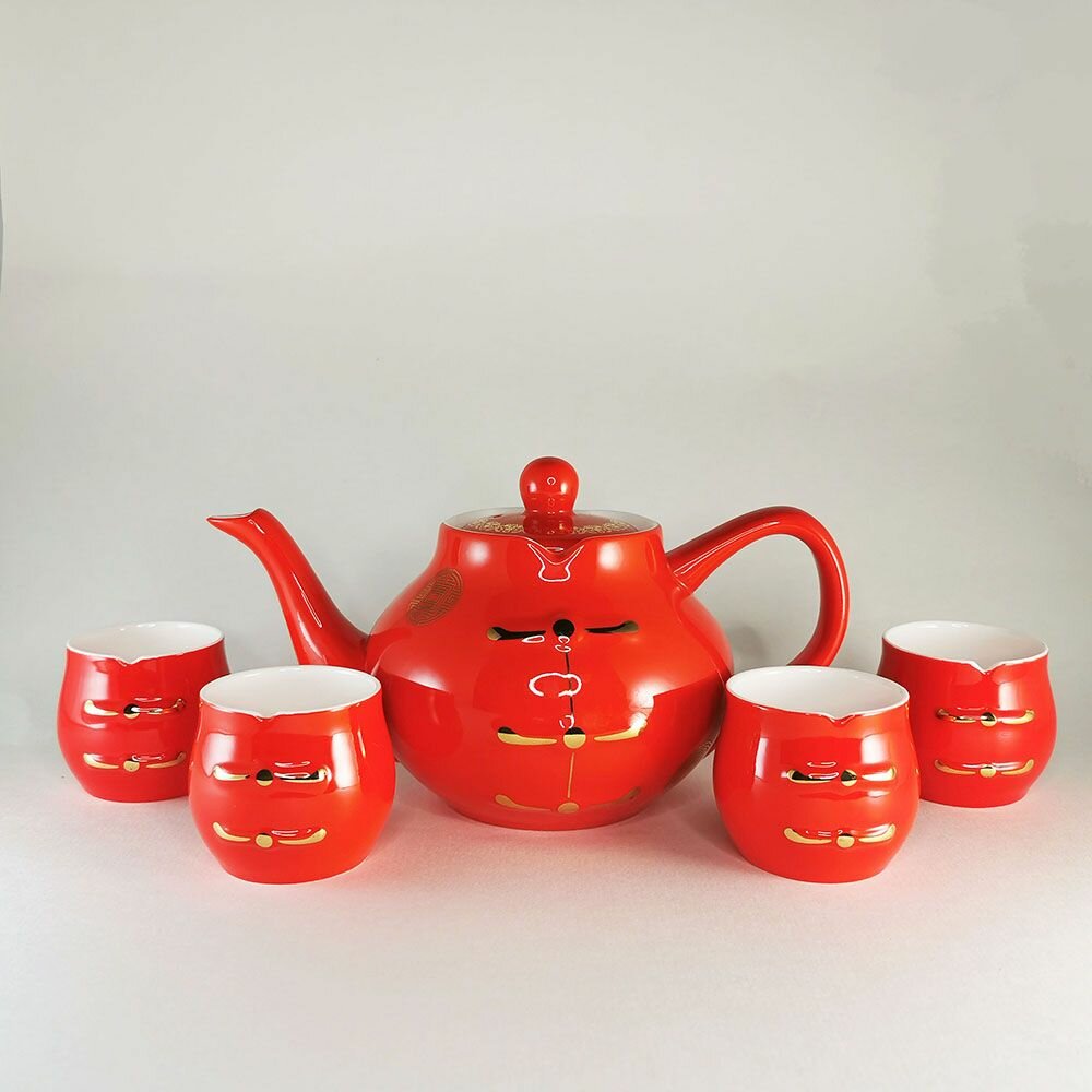 Сервиз "Красный кафтан" чайник 500 мл, 4 чашки по 80 мл