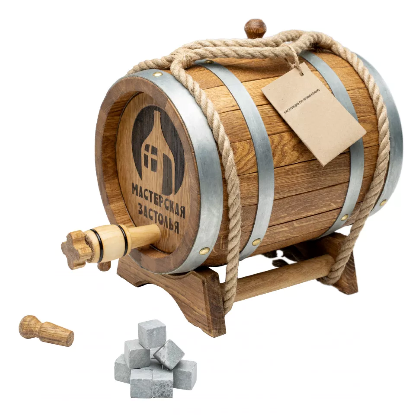 Дубовая бочка 5 литров  вощеная Мастерская застолья