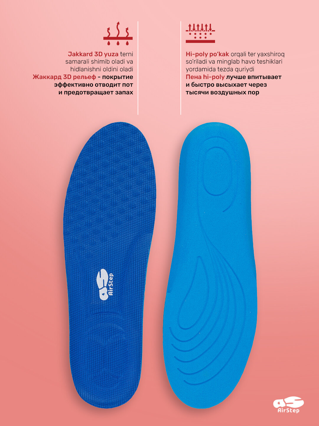 Стельки для обуви AIRSTEP спортивные стельки для тренировок и повседневной обуви — фото 1
