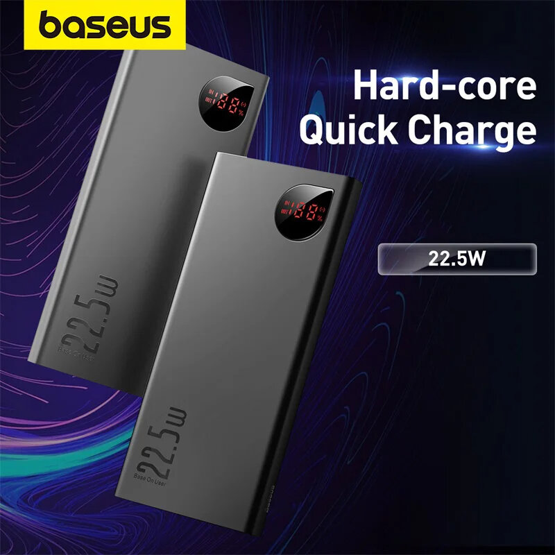 Портативный аккумулятор Baseus Adaman Metal Digital Display Quick Charge, 10000mAh, черный