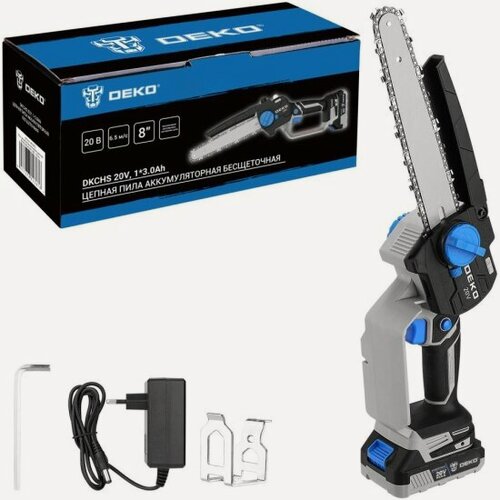Изображение товара Бесщеточная аккумуляторная цепная пила Deko DKCHS 20V, 20В, 1x3.0Ач (085-2010)