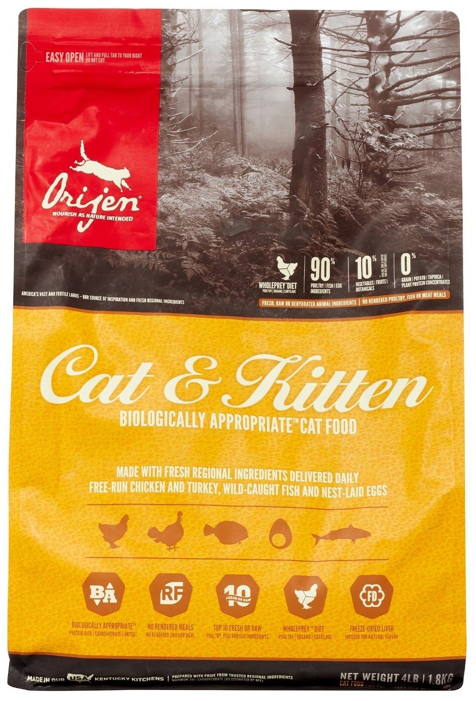 Сухой корм Orijen Original Cat беззерновой д/кошек Цыпленок 1,8кг.