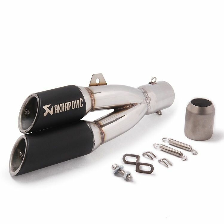 Глушитель мото двойной черный + хром