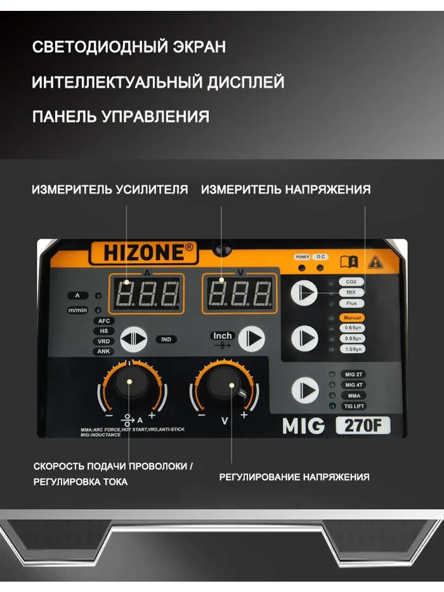 Сварочный аппарат, MIG, MMA, TIG, 160А, , охлаждение воздухом, Простое управление, Кпд 85% — фото 1