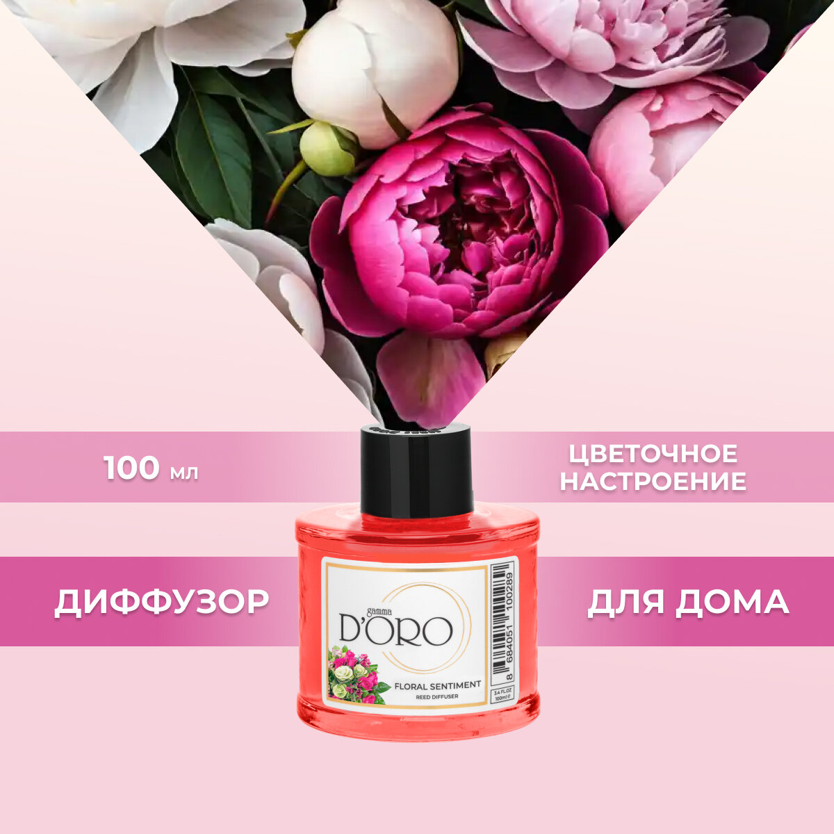 Ароматический диффузор для дома с палочками GAMMA D’ORO Цветочное настроение 100 мл