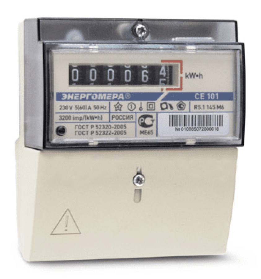Счетчик электроэнергии Энергомера CE 101 R5.1 145 М6 однофазный однотарифный 105х89.5х59мм 230В 5-60А 220000ч / электросчетчик
