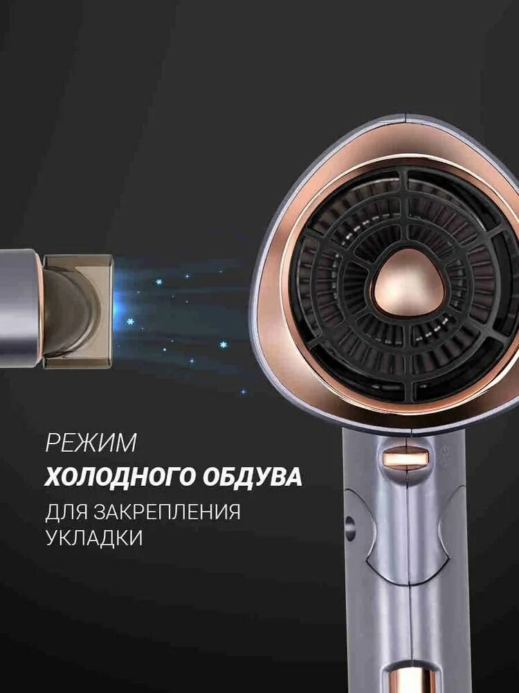 Фен для волос Polaris PHD 2090ACi Tourmaline PROF складной / графитовый, розовое золото — фото 1