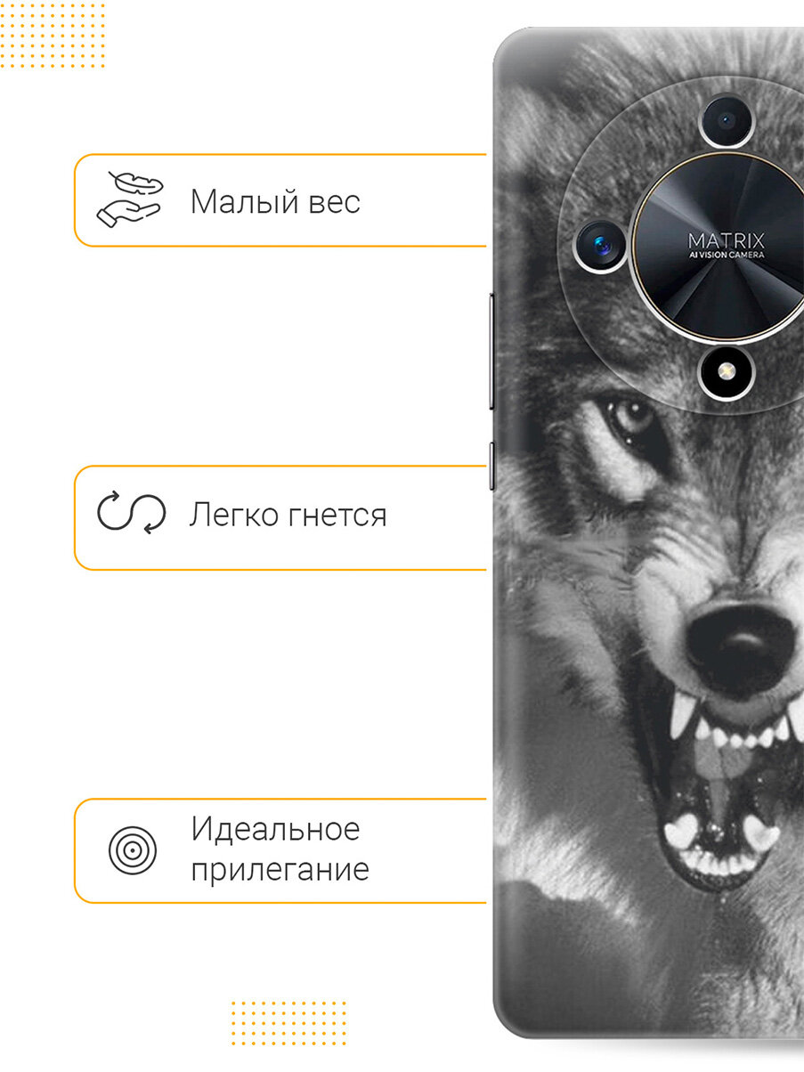 Силиконовый чехол на Honor X9b / X50 с принтом "Волчий оскал" — фото 1