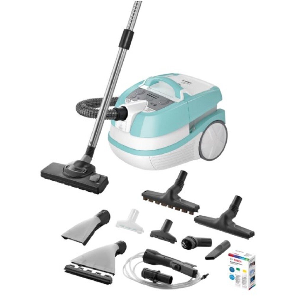 Пылесос BOSCH BWD420HYG Пылесос, контейнер, 2000 Вт, белый/голубой