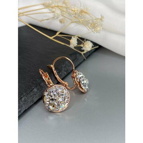 фото Серьги amante crystal, кристаллы swarovski, размер 24 мм, белый, желтый