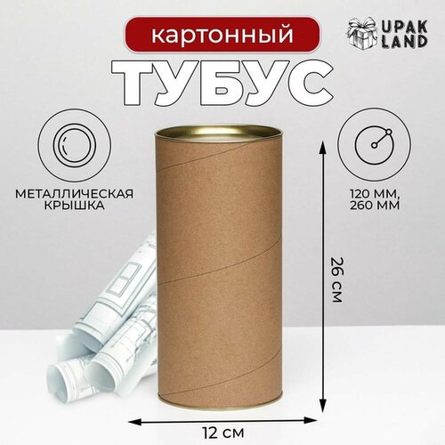 фото Тубус 120х260 мм (240 мм внутр. высота), картон, металлическая крышка upak land