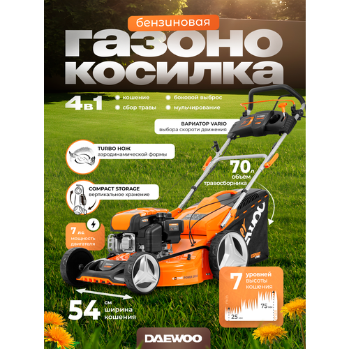 Газонокосилка бензиновая DAEWOO DLM 5500SV (7лс, 54см) черный, оранжевый