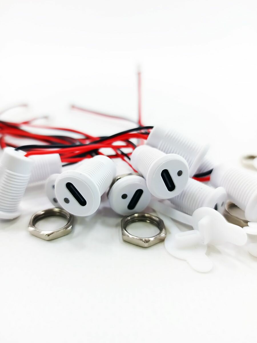 Влагостойкий коннектор с диодом штекер USB Type-C / Гнездо питания TYPE-C установочное, комплект 10 штук — фото 1