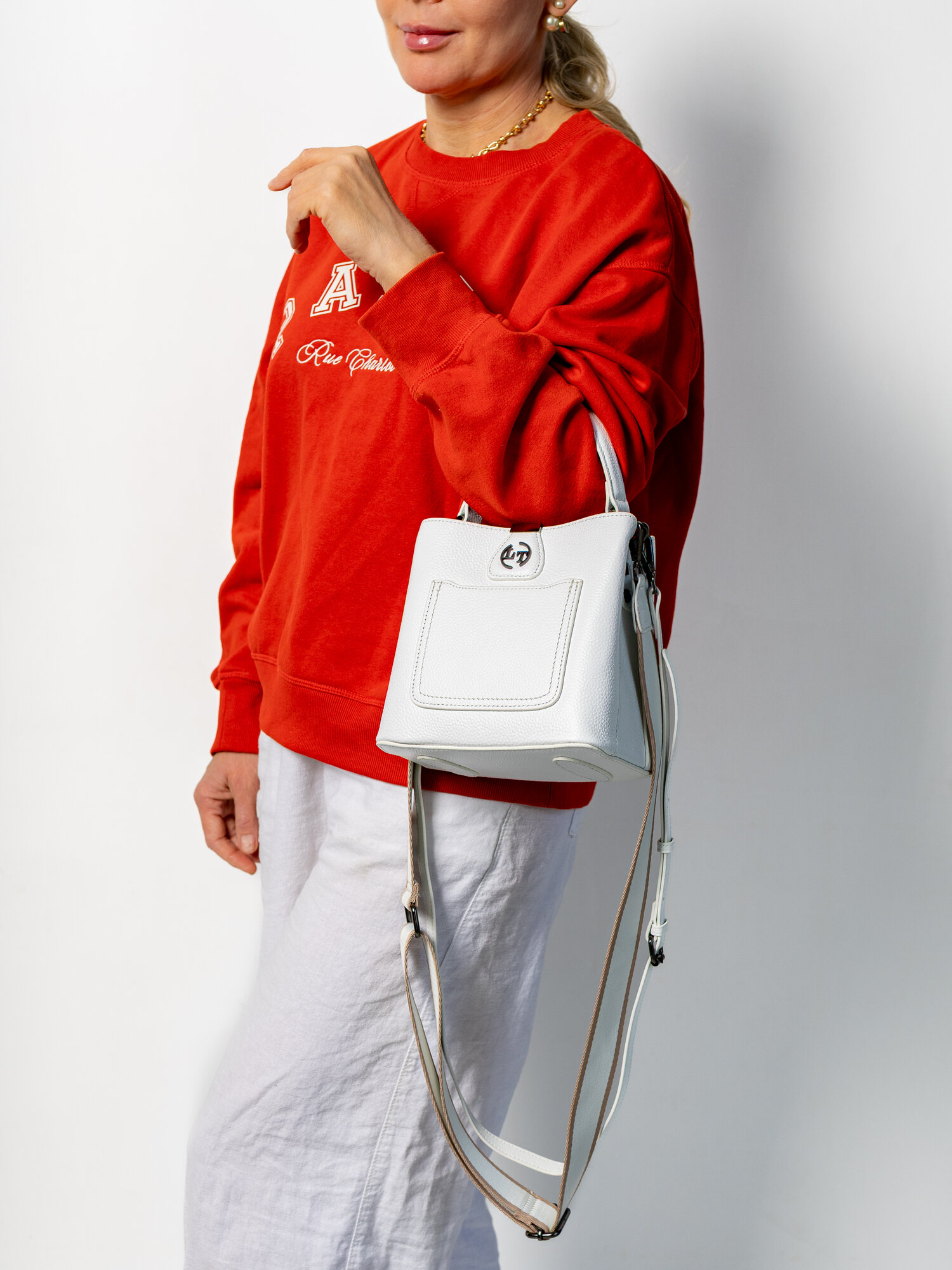 Сумка тоут LANOTTI, фактура зернистая, белый; — фото 1